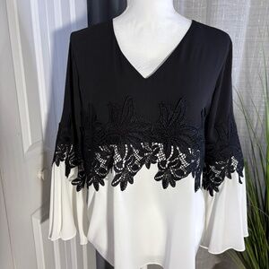 Alfani Color Blocked Bell Sleeve Blouse